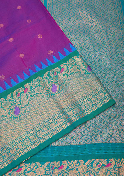 Purple Zariwork Pure Silk Saree-Koskii