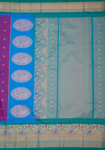 Purple Zariwork Pure Silk Saree-Koskii