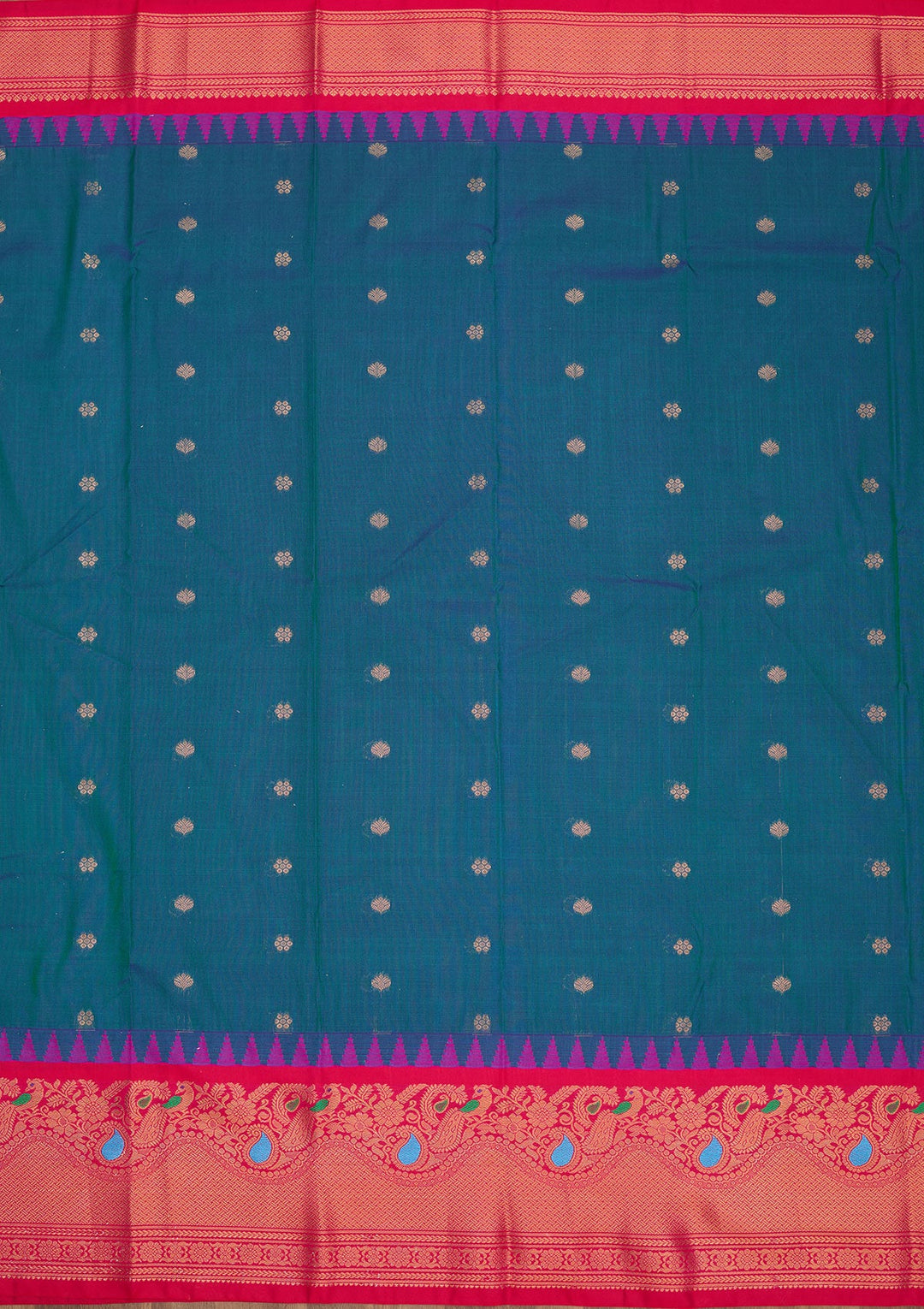 Rama Green Zariwork Pure Silk Saree-Koskii