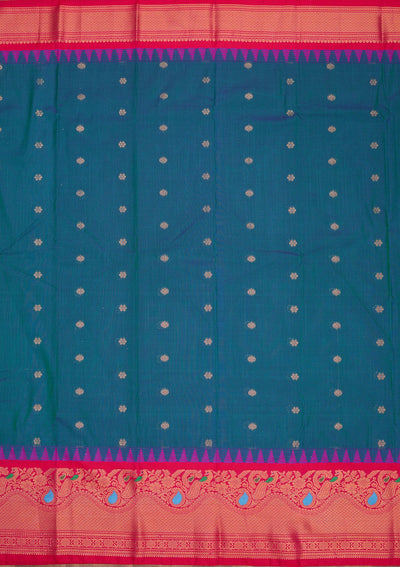 Rama Green Zariwork Pure Silk Saree-Koskii
