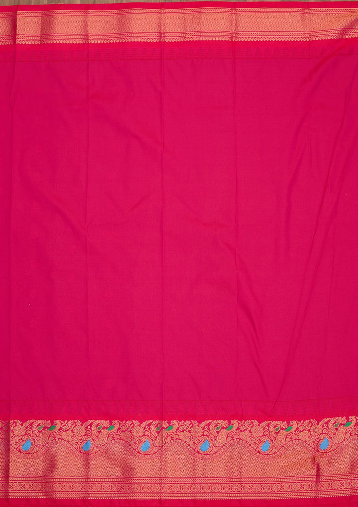 Rama Green Zariwork Pure Silk Saree-Koskii