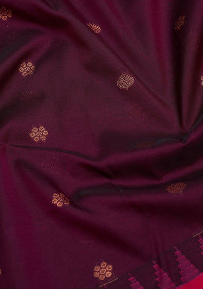 Wine Zariwork Pure Silk Saree-Koskii