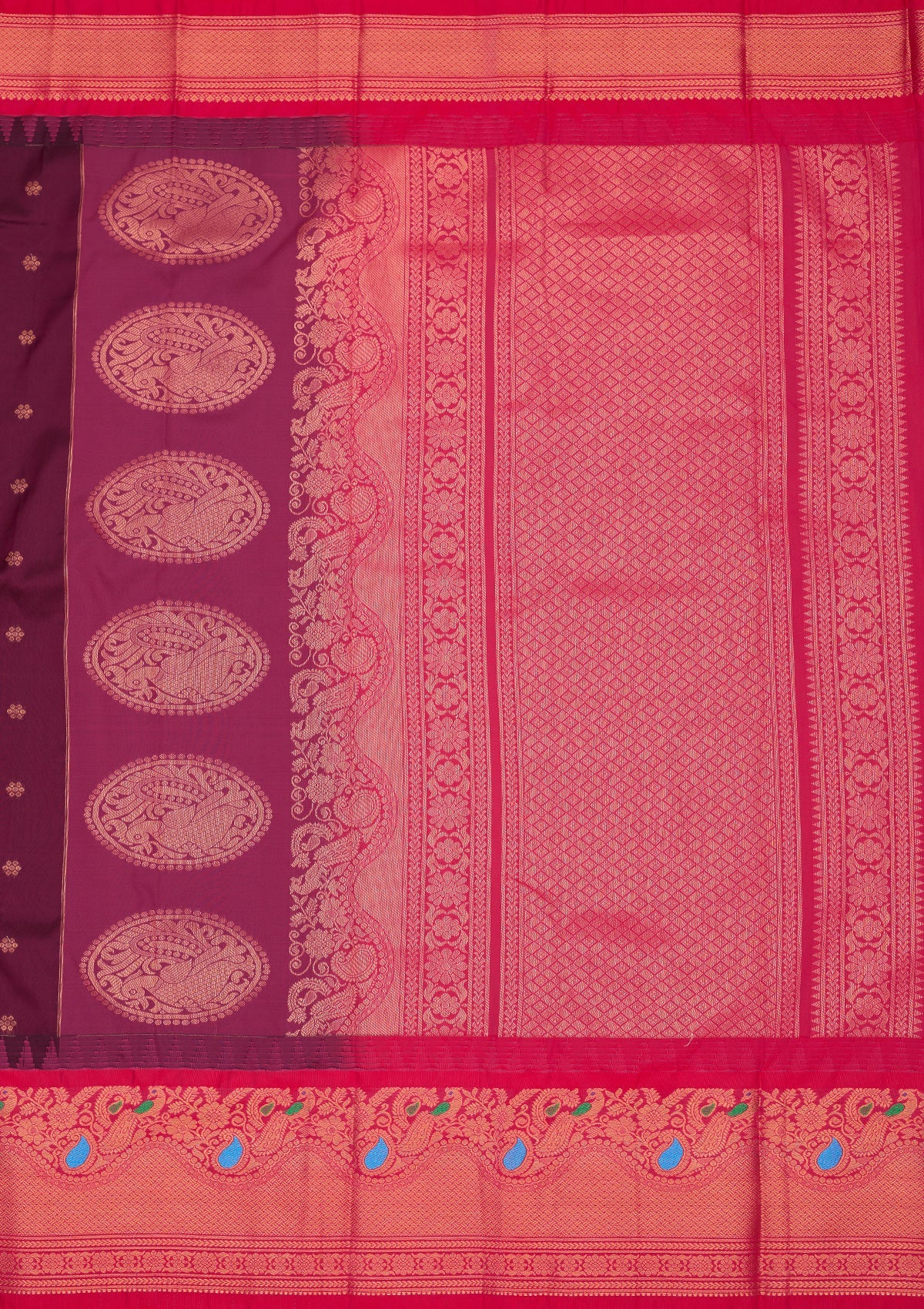Wine Zariwork Pure Silk Saree-Koskii