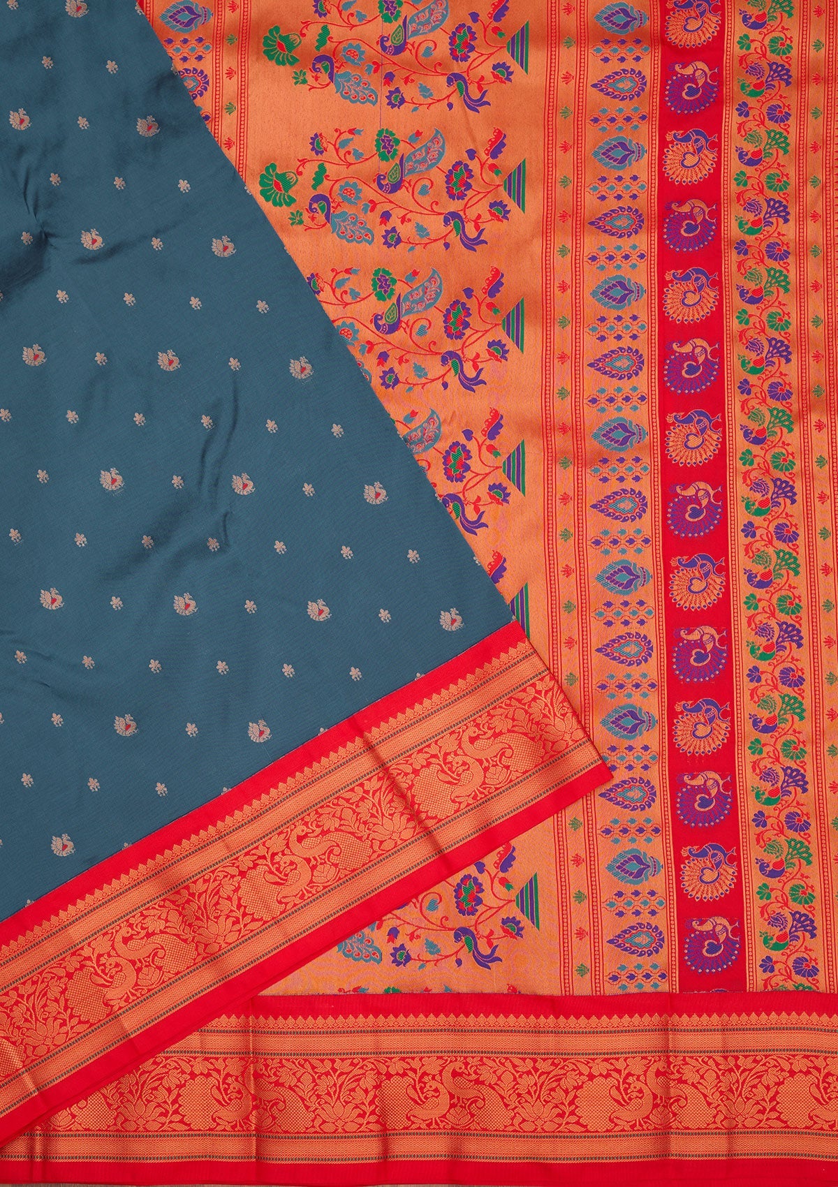 Blue Zariwork Pure Silk Saree-Koskii