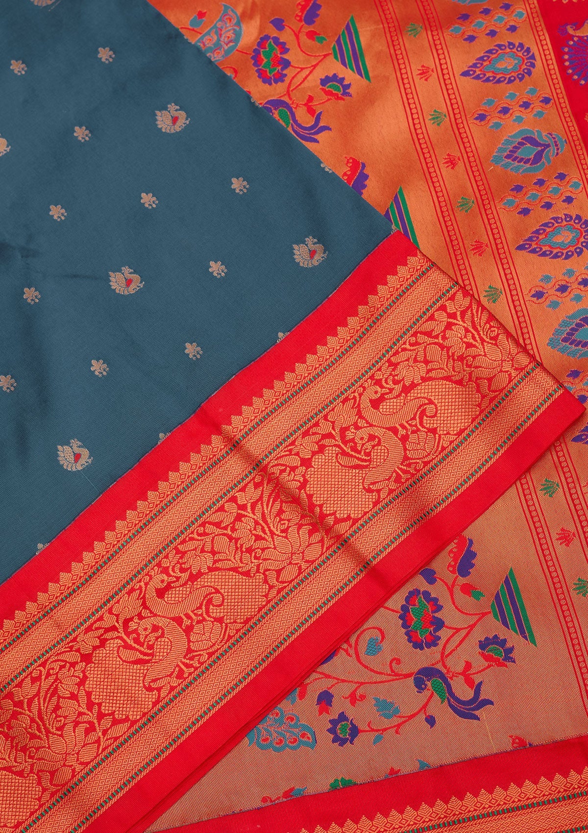 Blue Zariwork Pure Silk Saree-Koskii