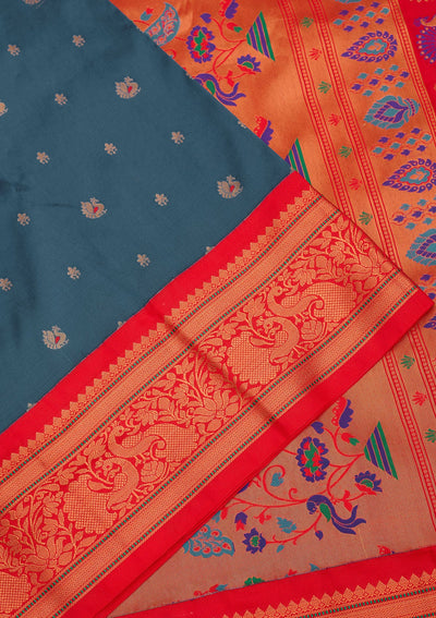 Blue Zariwork Pure Silk Saree-Koskii