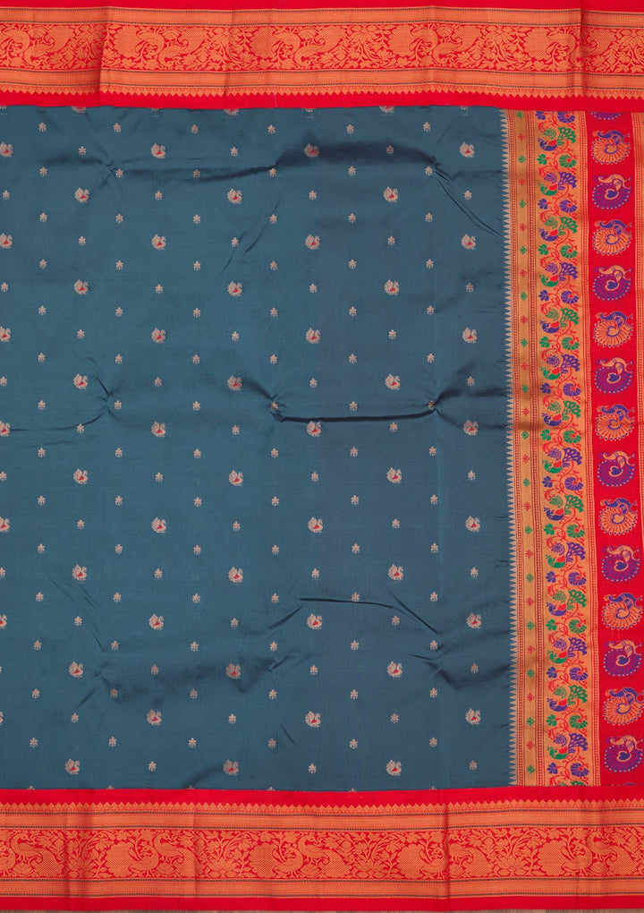 Blue Zariwork Pure Silk Saree-Koskii