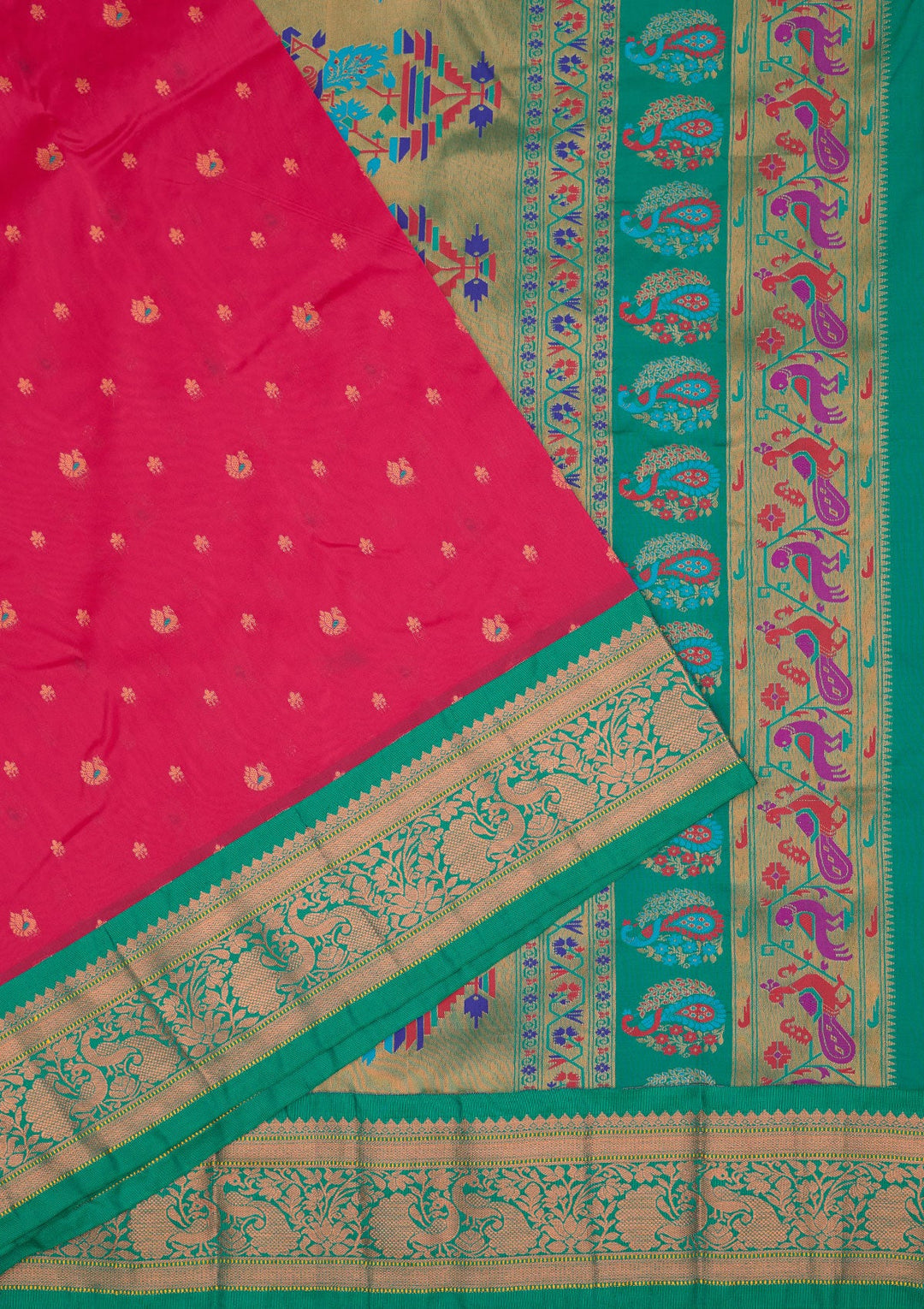 Magenta Pink Zariwork Pure Silk Saree-Koskii