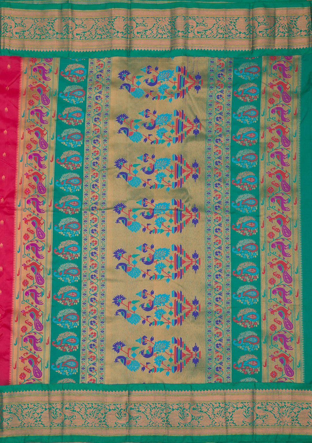 Magenta Pink Zariwork Pure Silk Saree-Koskii