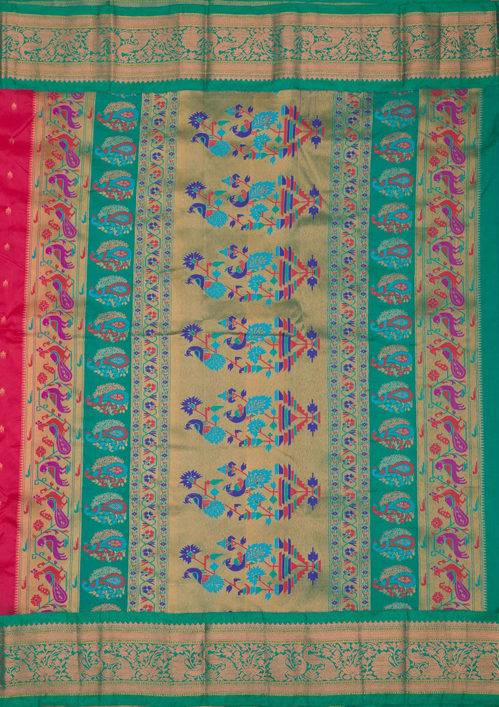 Magenta Pink Zariwork Pure Silk Saree-Koskii