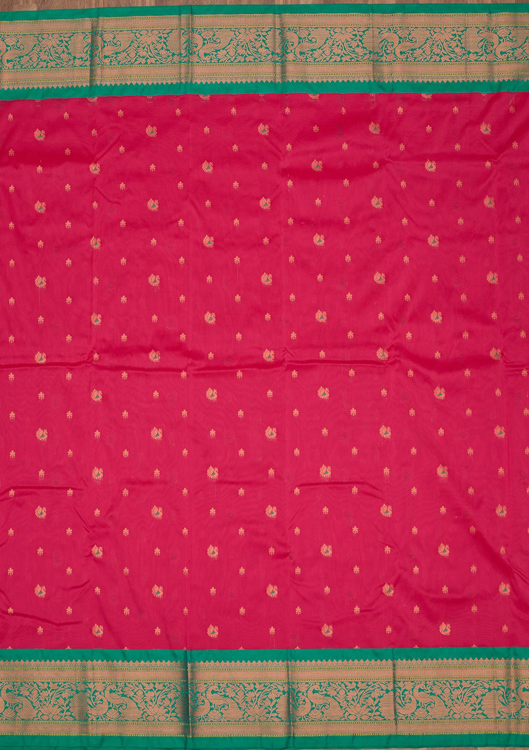Magenta Pink Zariwork Pure Silk Saree-Koskii