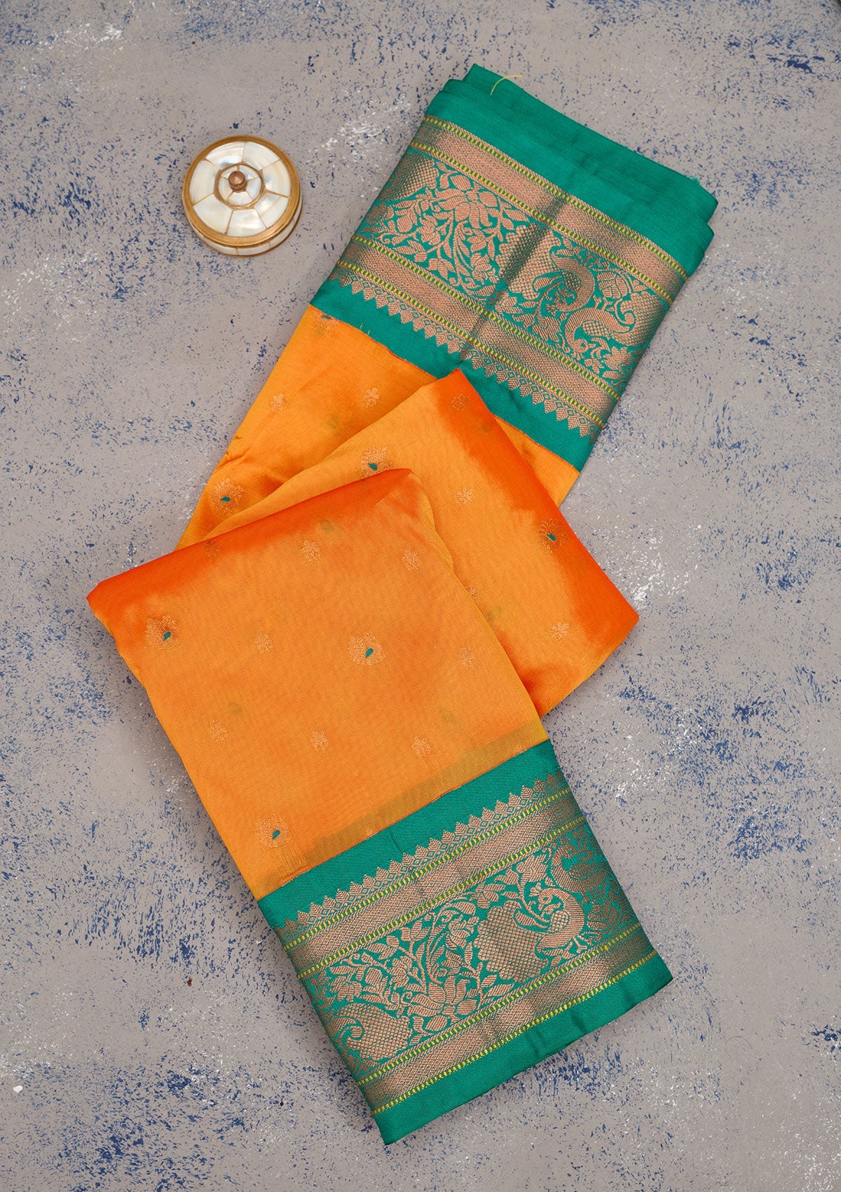Mustard Zariwork Pure Silk Saree-Koskii