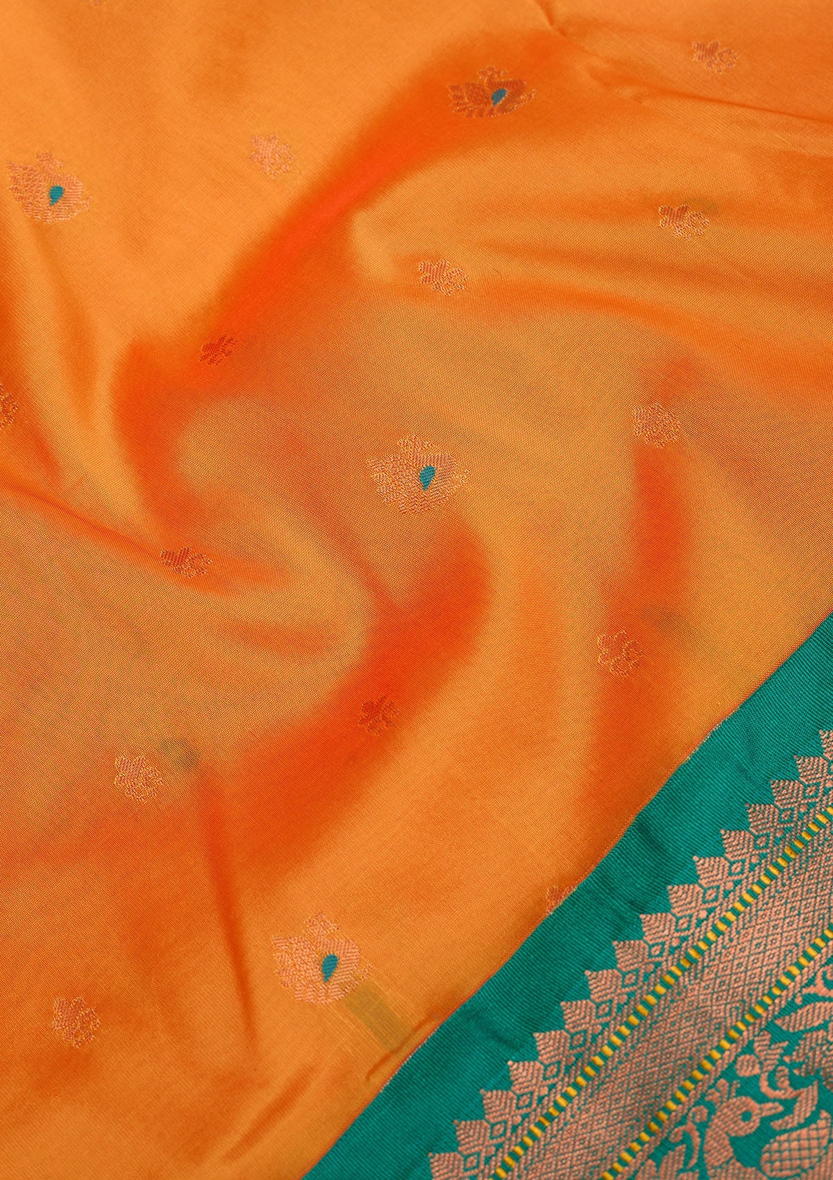 Mustard Zariwork Pure Silk Saree-Koskii