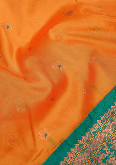 Mustard Zariwork Pure Silk Saree-Koskii