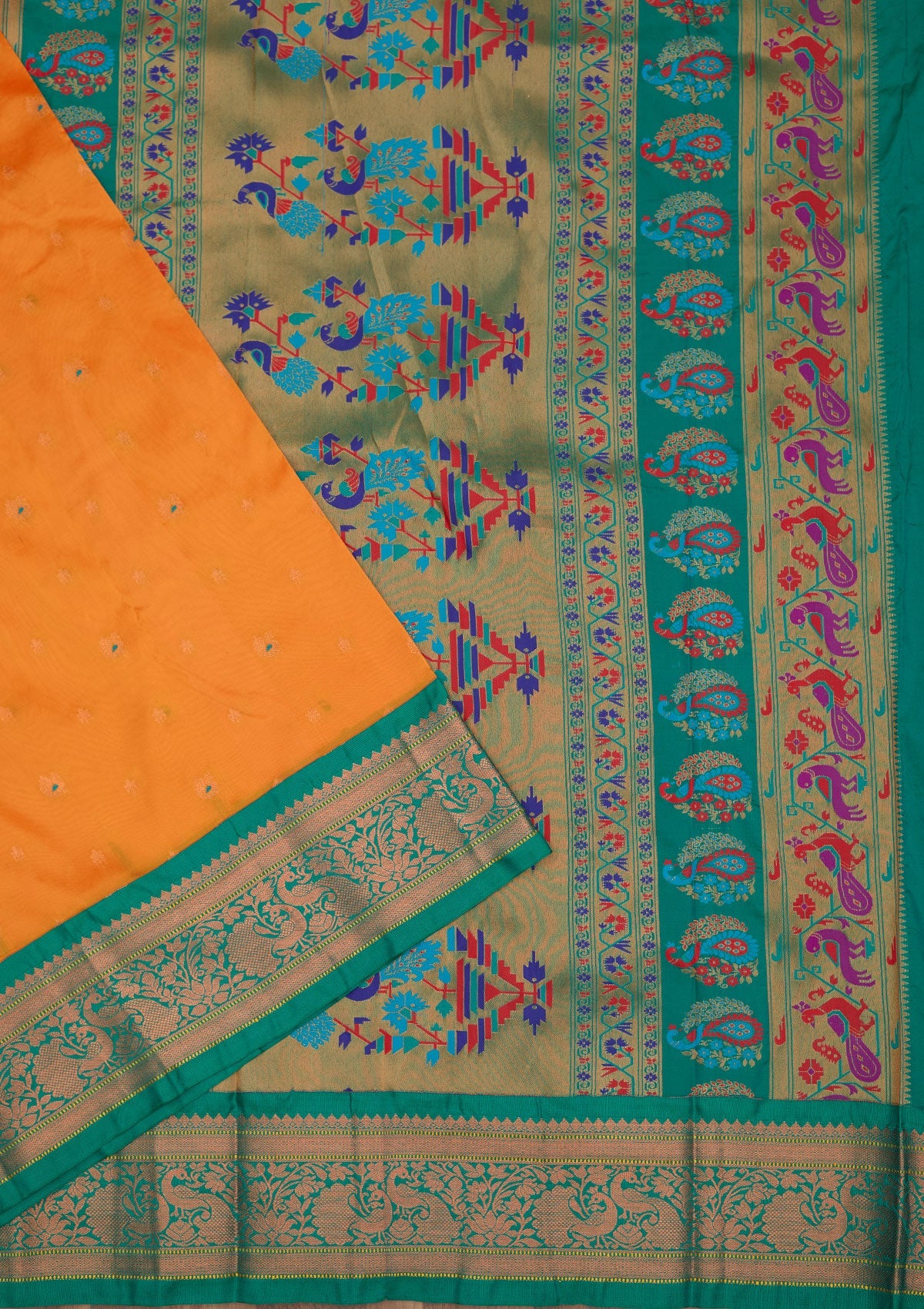 Mustard Zariwork Pure Silk Saree-Koskii