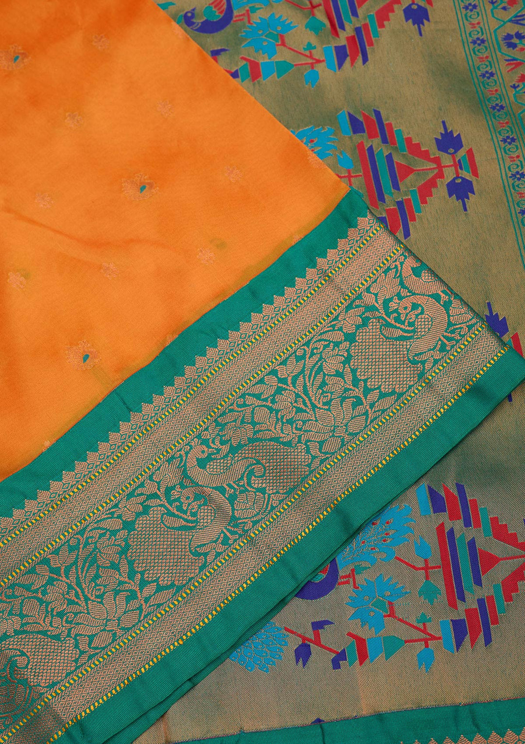 Mustard Zariwork Pure Silk Saree-Koskii