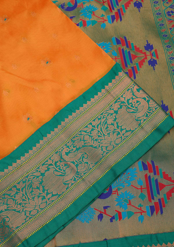 Mustard Zariwork Pure Silk Saree-Koskii