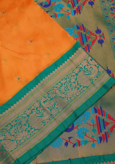 Mustard Zariwork Pure Silk Saree-Koskii