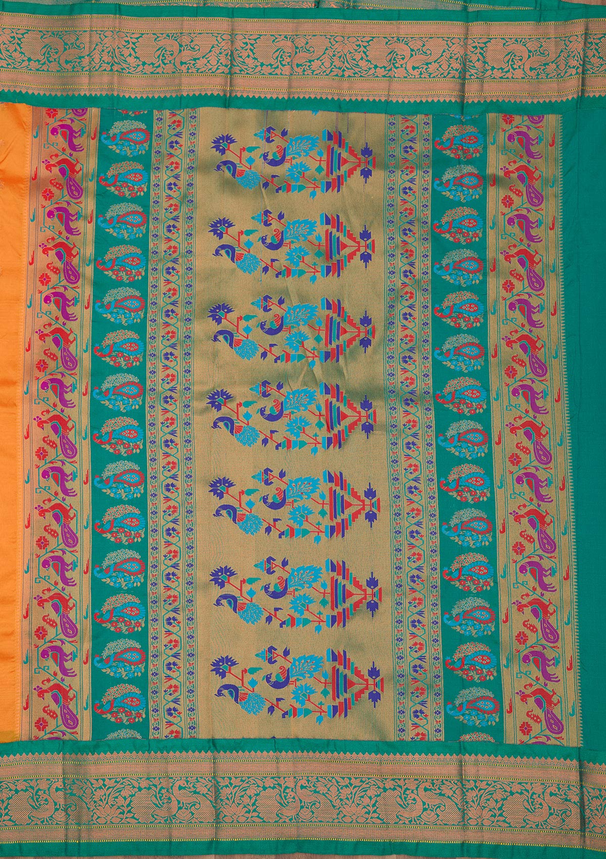 Mustard Zariwork Pure Silk Saree-Koskii