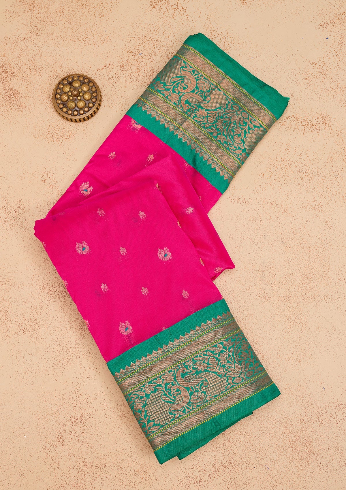 Rani Pink Zariwork Pure Silk Saree-Koskii