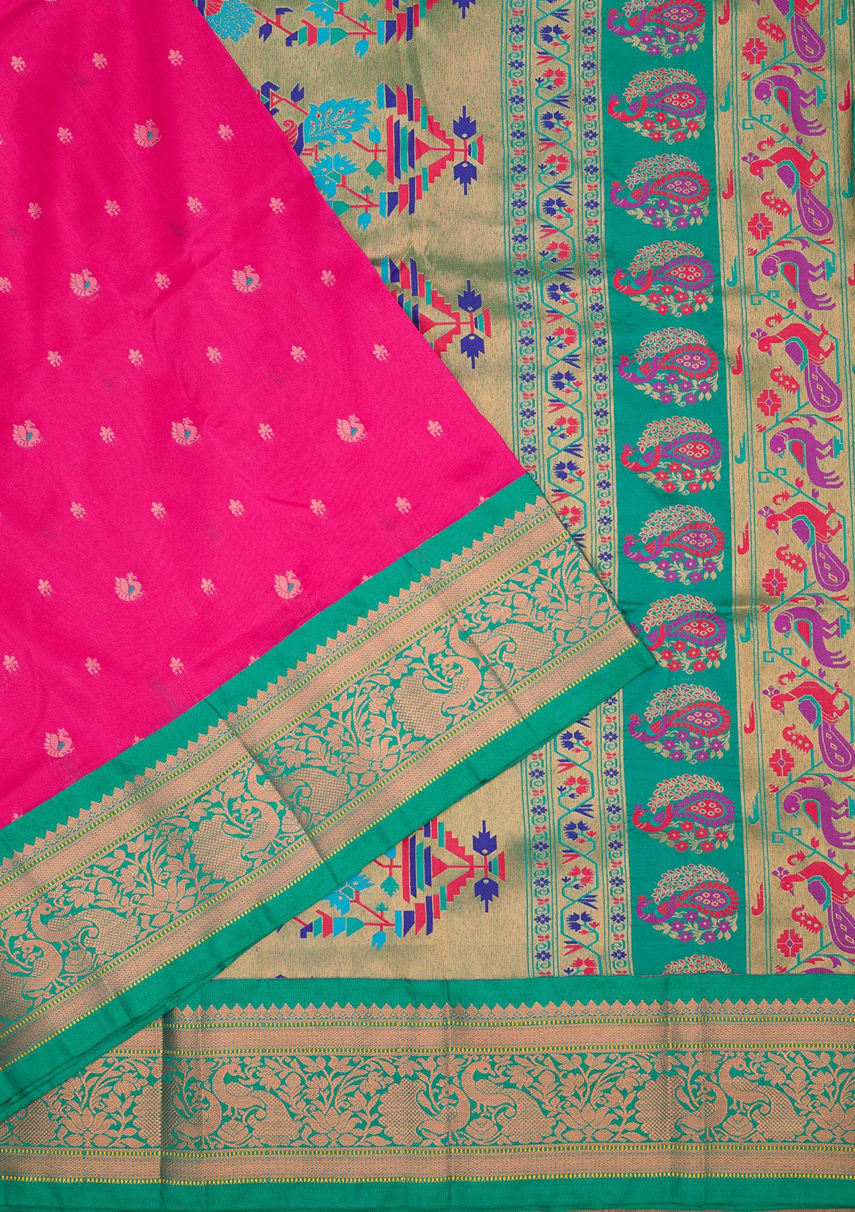 Rani Pink Zariwork Pure Silk Saree-Koskii