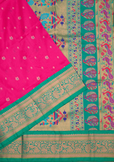 Rani Pink Zariwork Pure Silk Saree-Koskii