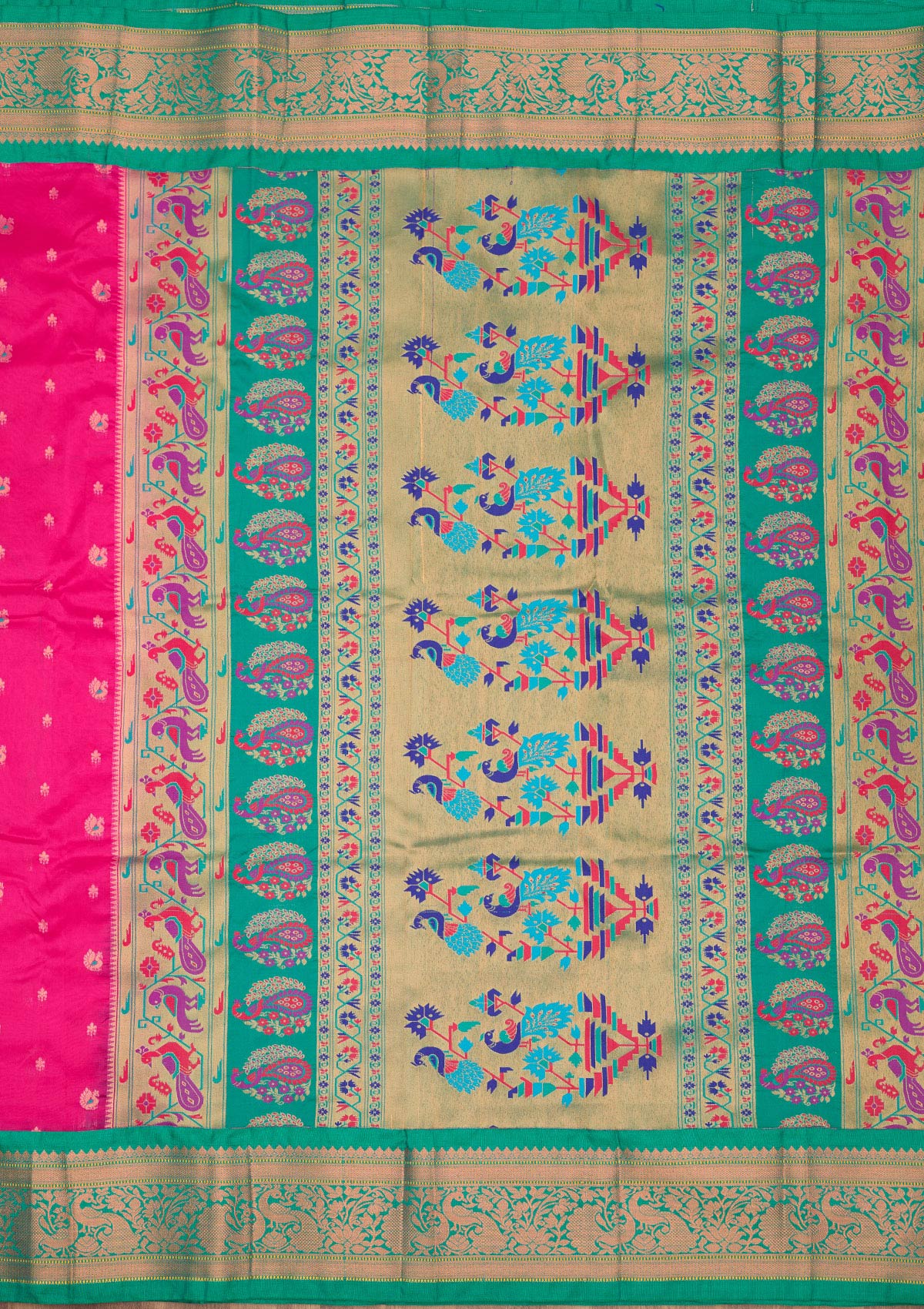 Rani Pink Zariwork Pure Silk Saree-Koskii