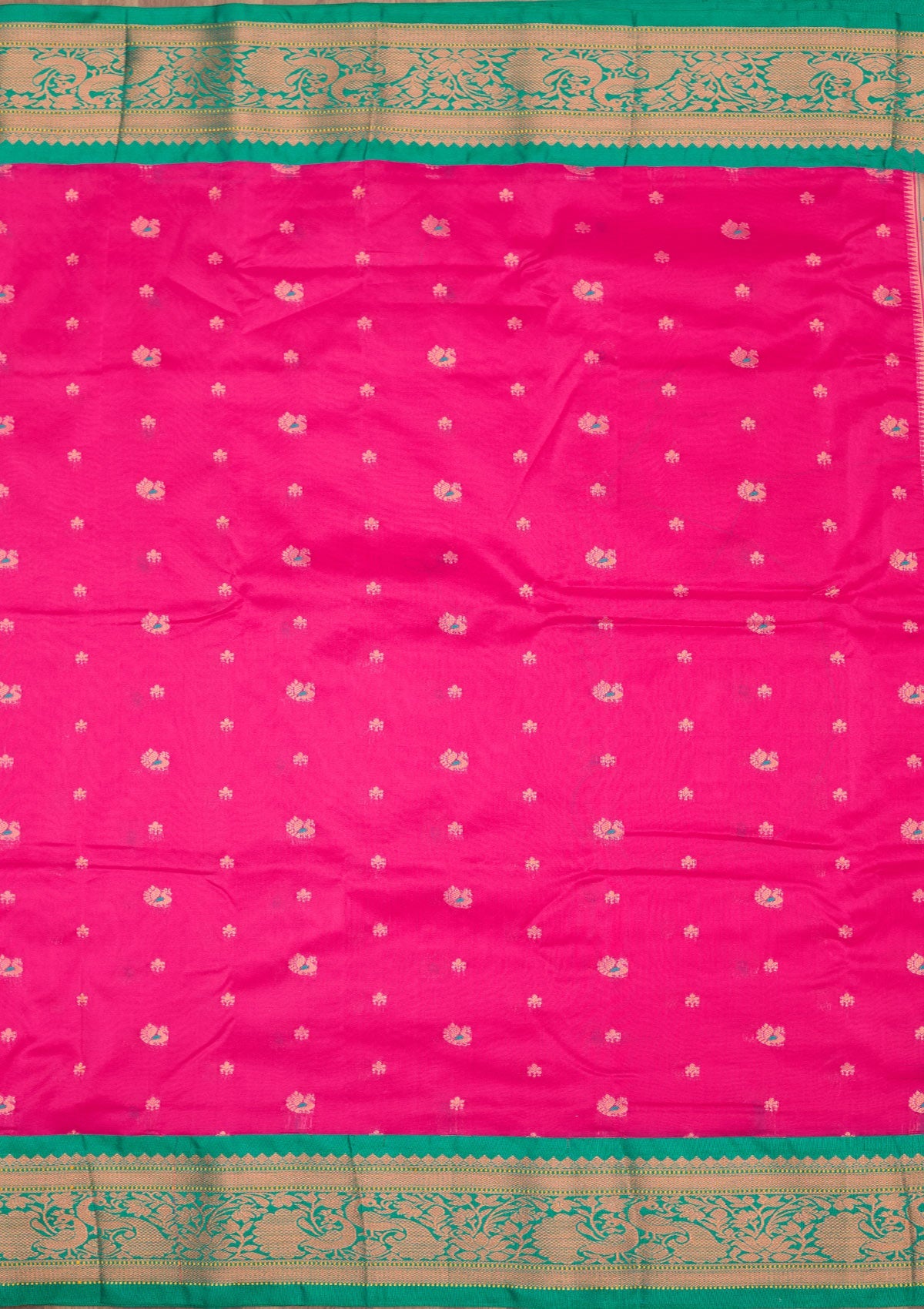 Rani Pink Zariwork Pure Silk Saree-Koskii