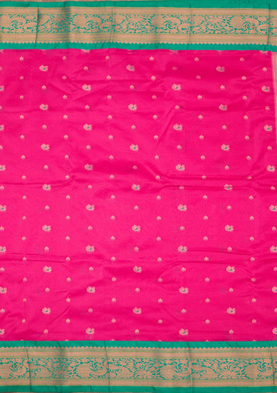 Rani Pink Zariwork Pure Silk Saree-Koskii