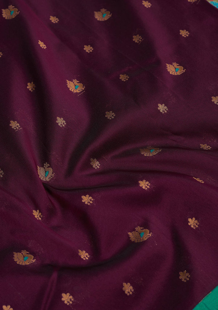 Wine Zariwork Pure Silk Saree-Koskii