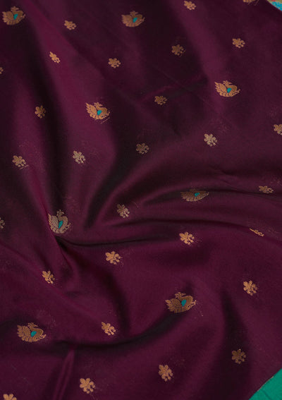 Wine Zariwork Pure Silk Saree-Koskii