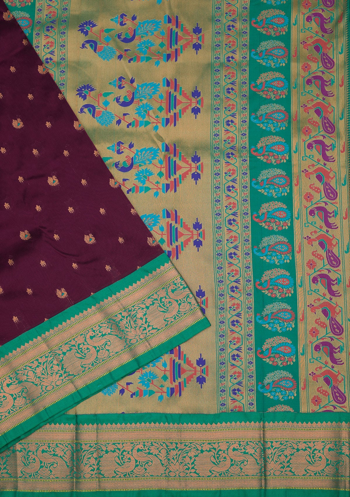 Wine Zariwork Pure Silk Saree-Koskii