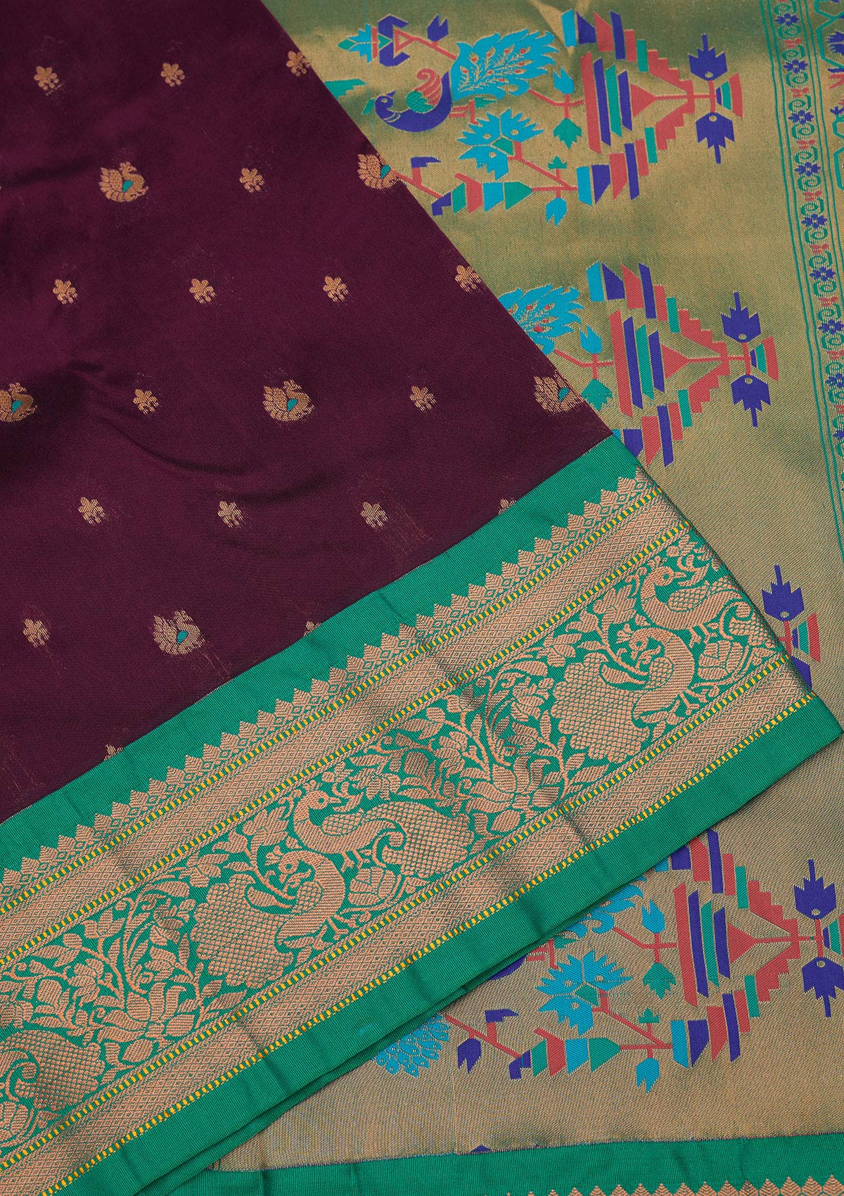 Wine Zariwork Pure Silk Saree-Koskii