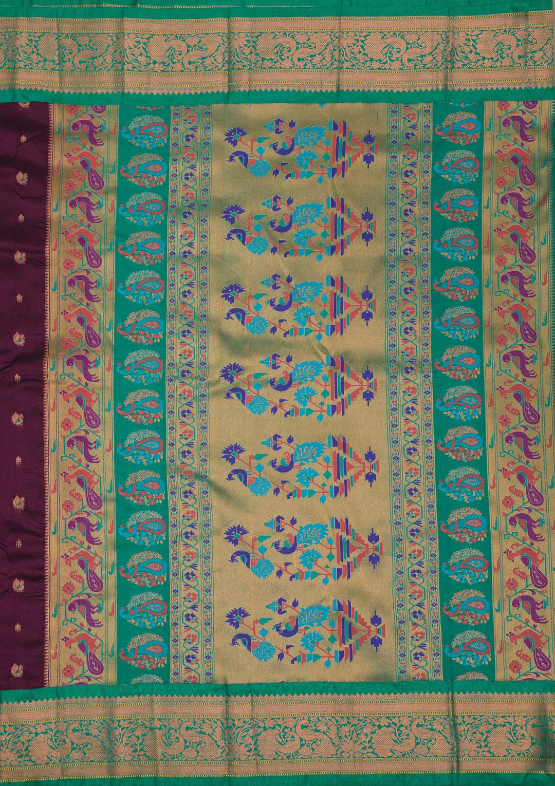 Wine Zariwork Pure Silk Saree-Koskii