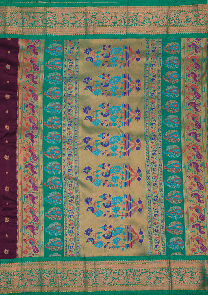 Wine Zariwork Pure Silk Saree-Koskii