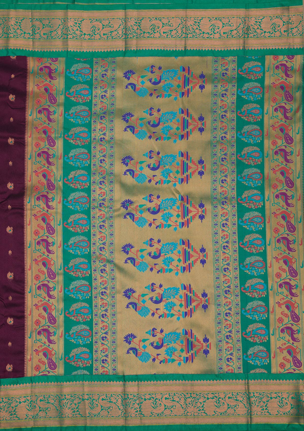 Wine Zariwork Pure Silk Saree-Koskii