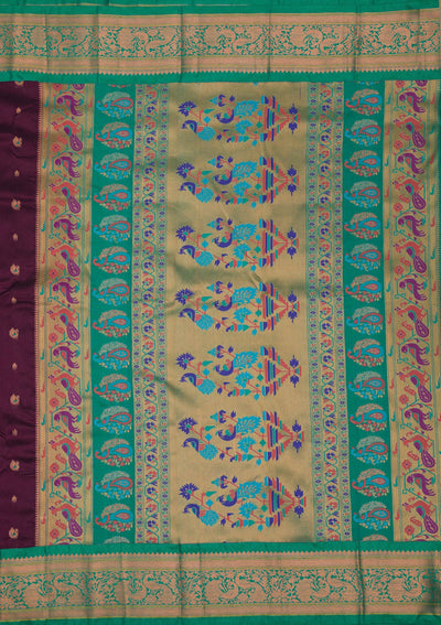 Wine Zariwork Pure Silk Saree-Koskii