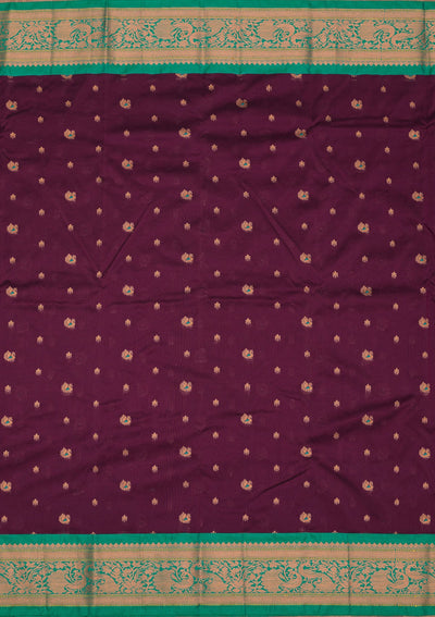 Wine Zariwork Pure Silk Saree-Koskii
