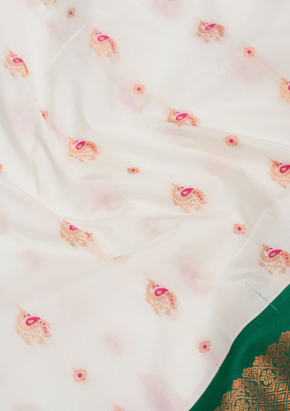 Cream Zariwork Pure Silk Saree-Koskii