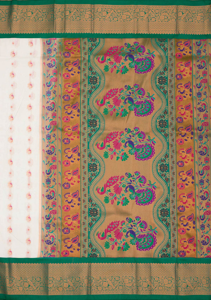 Cream Zariwork Pure Silk Saree-Koskii