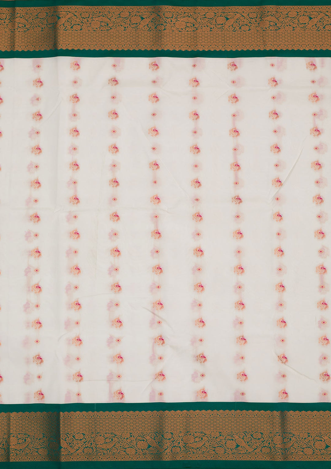 Cream Zariwork Pure Silk Saree-Koskii