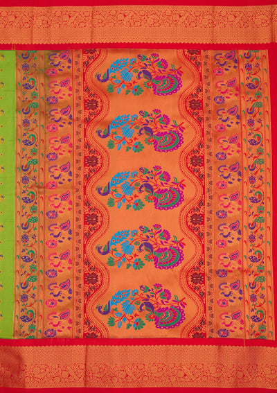 Parrot Green Zariwork Pure Silk Saree-Koskii