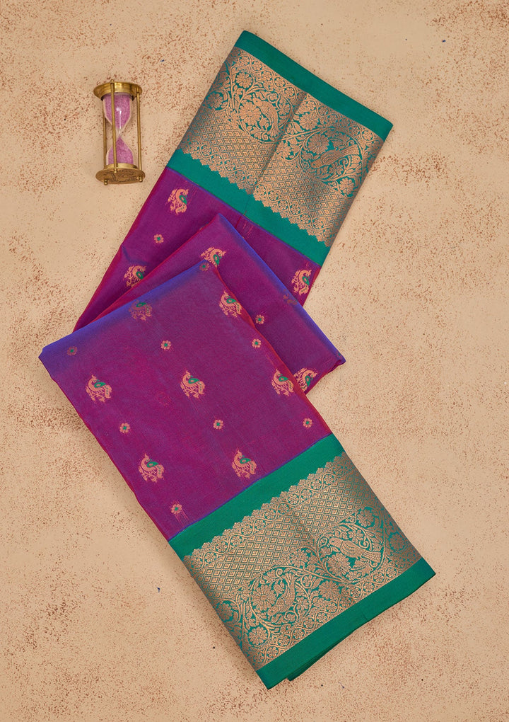 Purple Zariwork Pure Silk Saree-Koskii