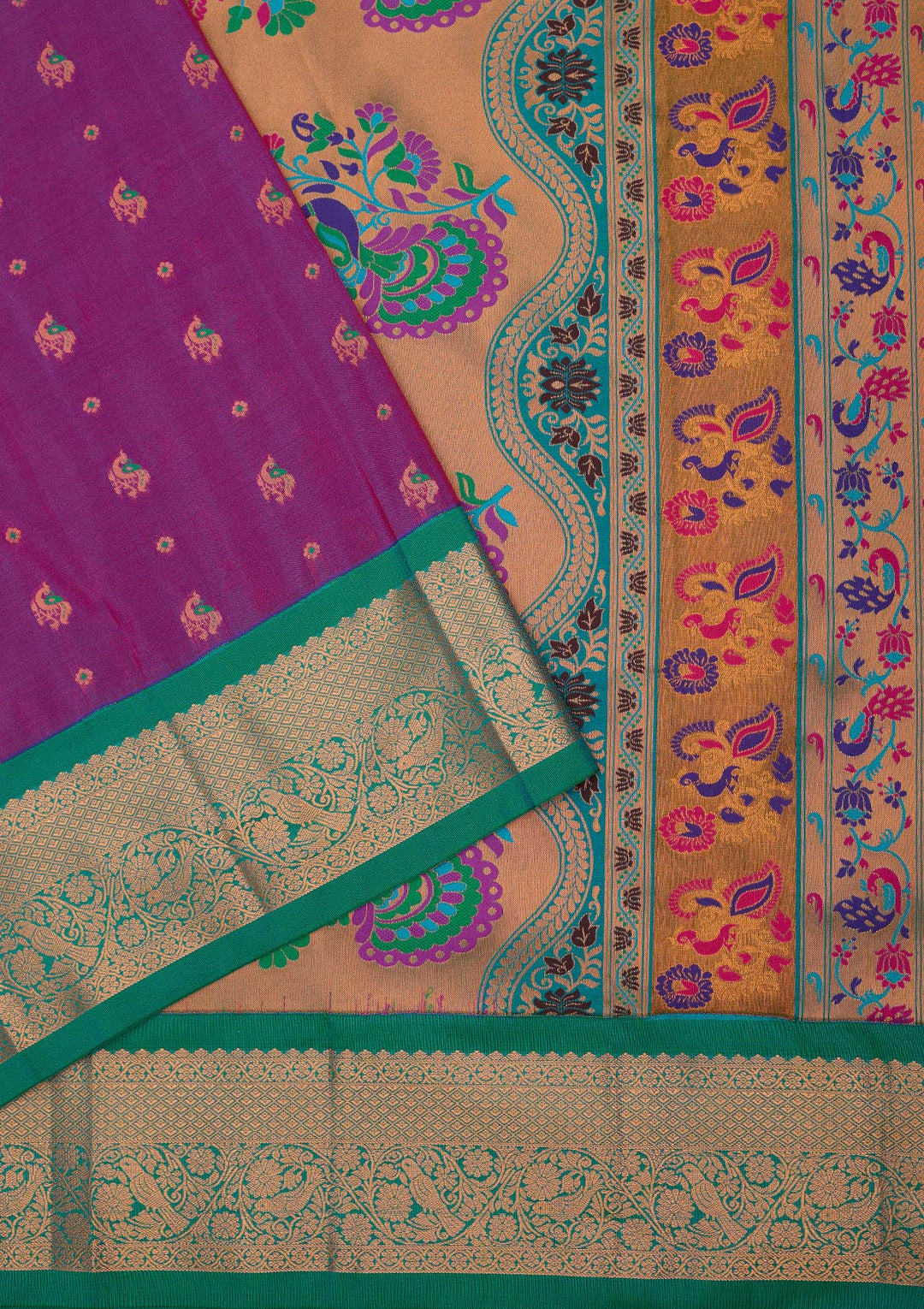 Purple Zariwork Pure Silk Saree-Koskii