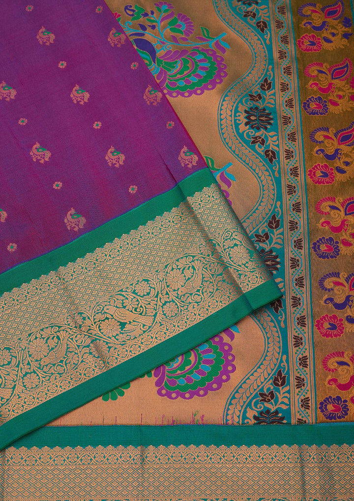 Purple Zariwork Pure Silk Saree-Koskii