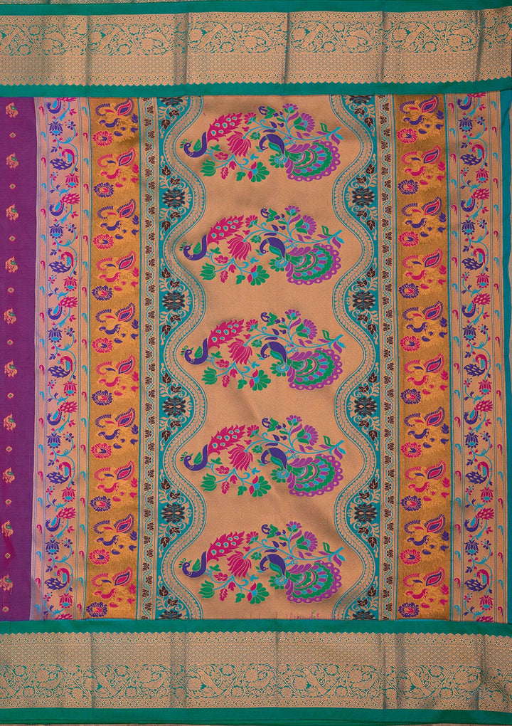 Purple Zariwork Pure Silk Saree-Koskii