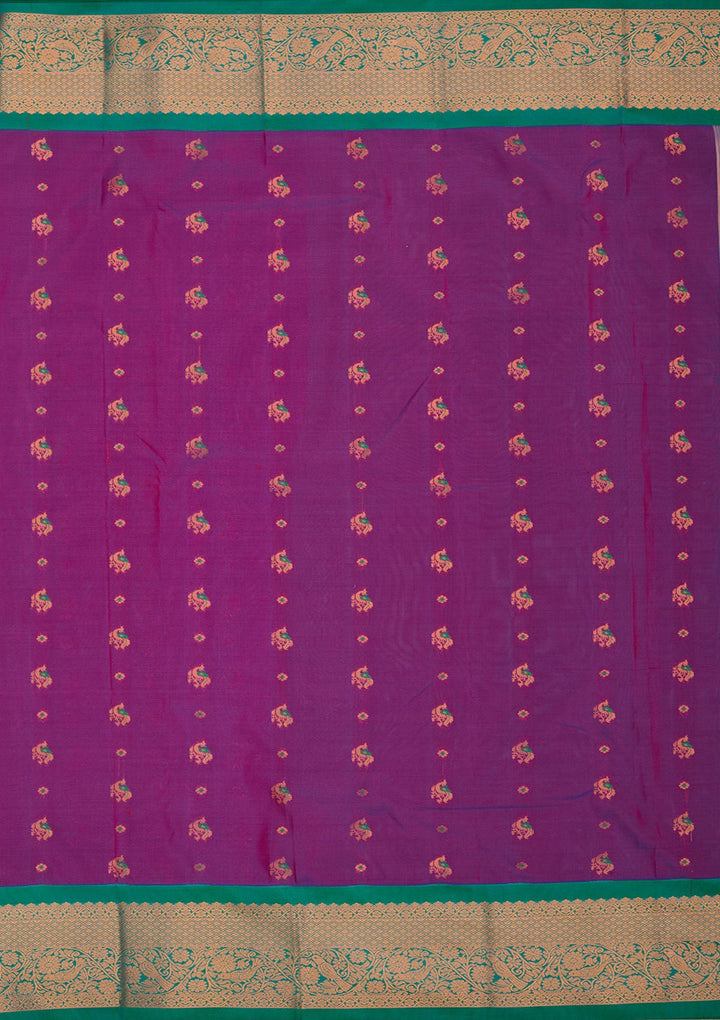 Purple Zariwork Pure Silk Saree-Koskii