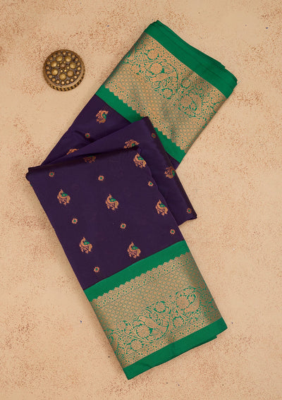 Royal Blue Zariwork Pure Silk Saree-Koskii