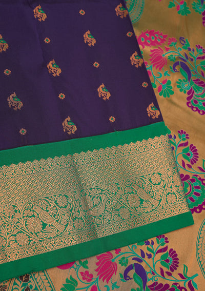 Royal Blue Zariwork Pure Silk Saree-Koskii
