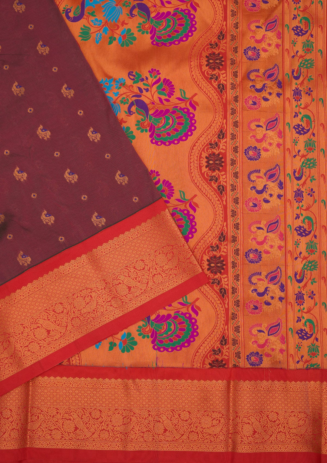 Wine Zariwork Pure Silk Saree-Koskii